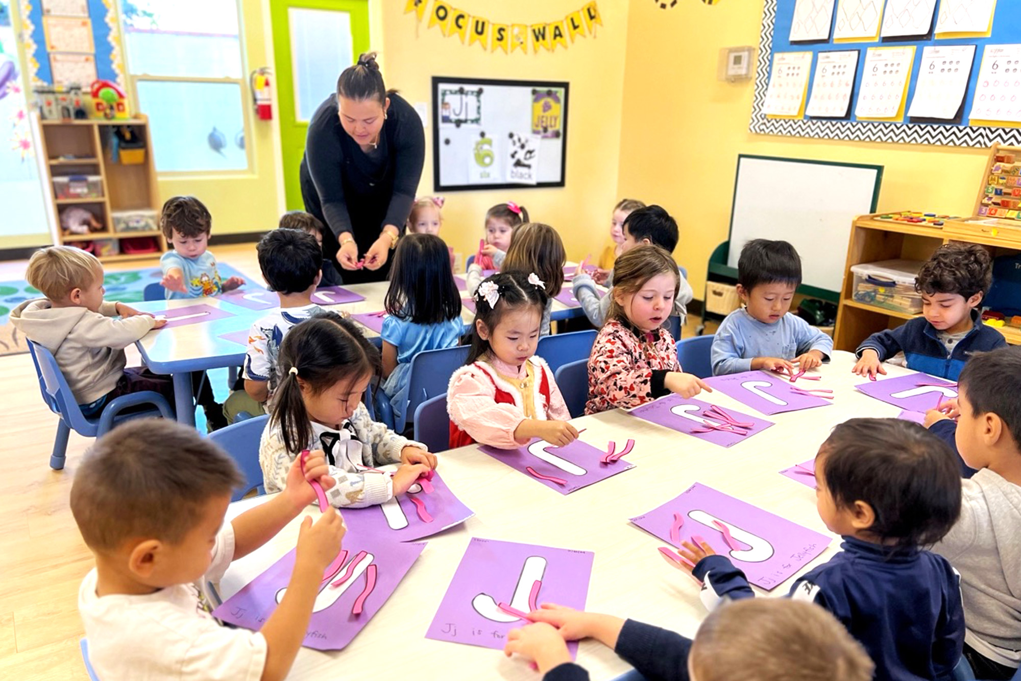 Teacher leading activity in a Yorba Linda preschool